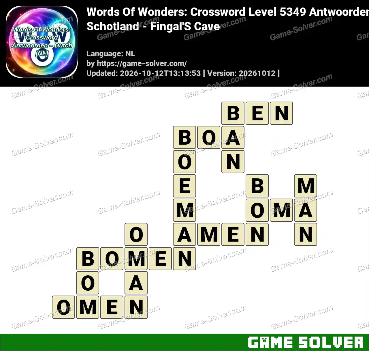 Words Of Wonders: Crossword Level 5349 Antwoorden – Schotland – Fingal’S Cave